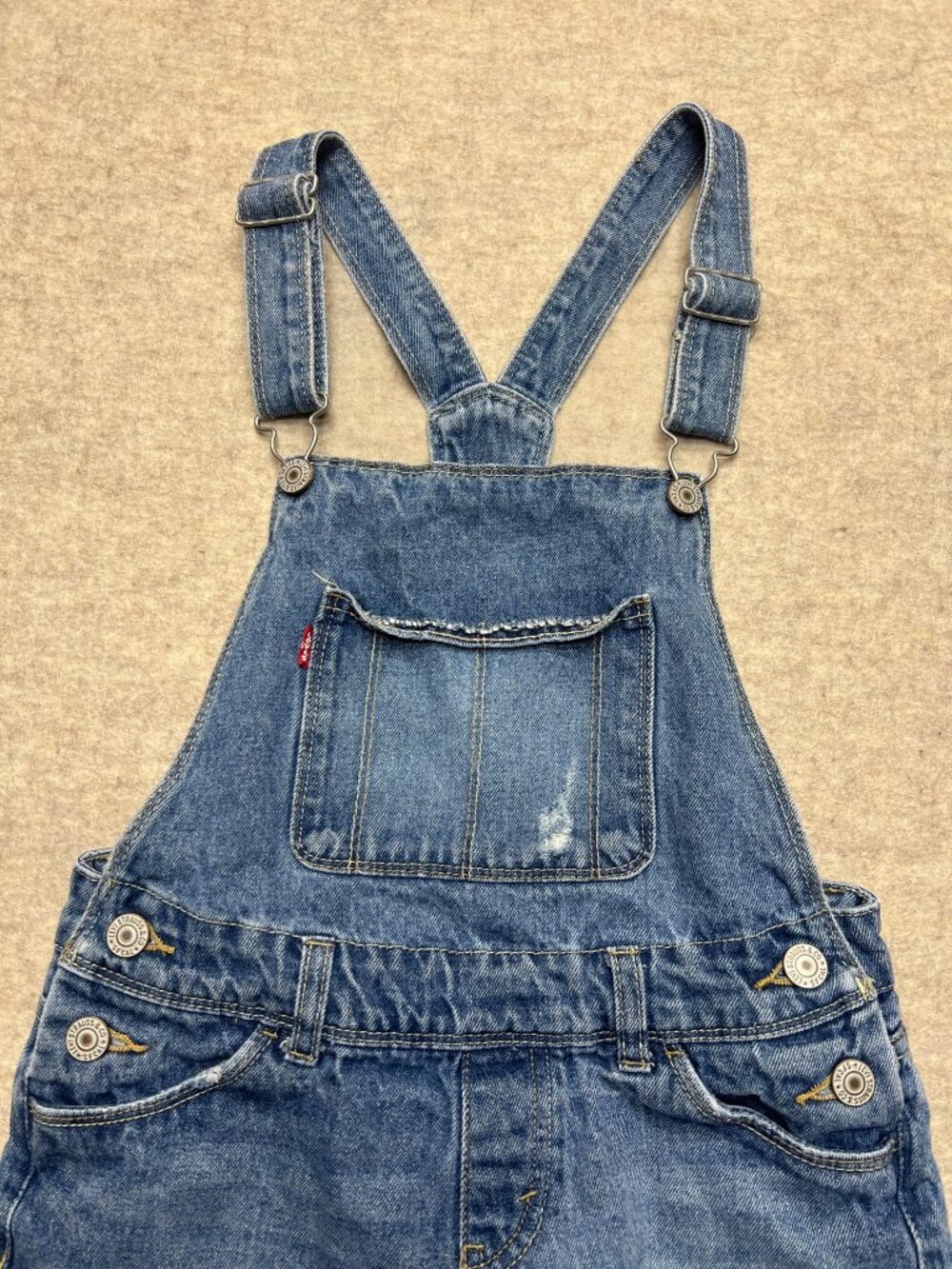 Levi's Distressed Medium Wash Shortall Girls 10 Regular Summer Distressed - Picture 2 of 11